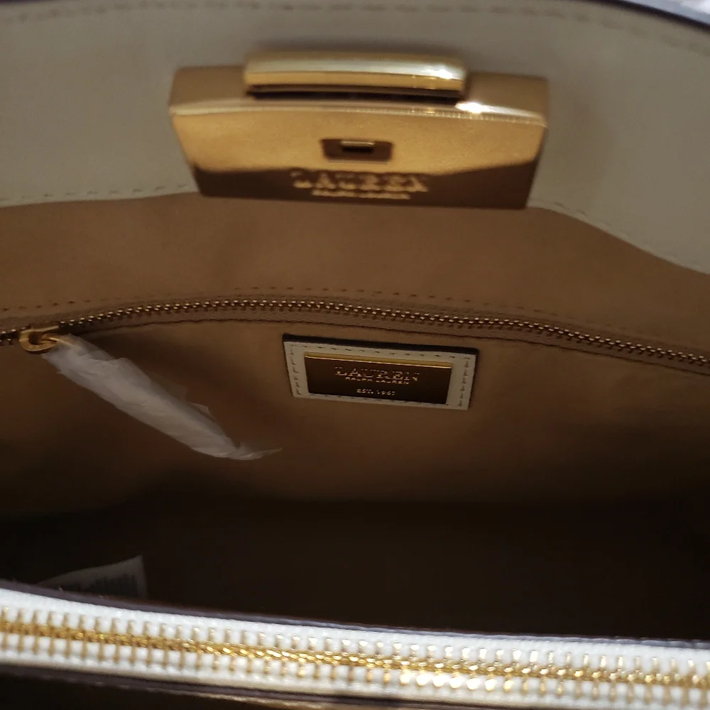 Lauren Ralph Lauren Peyton‎ Satchel Cream Handbag. NWT.
